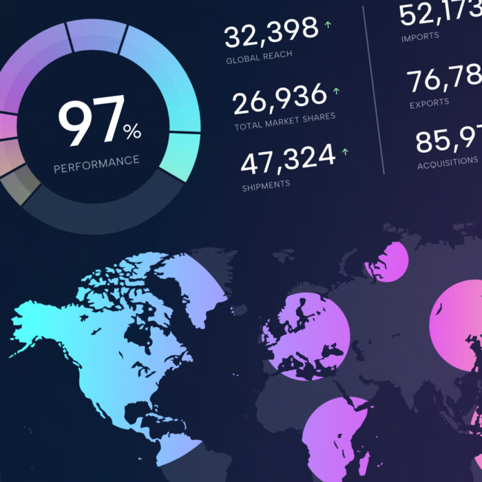 Dashboard showing data visualizations and infographics