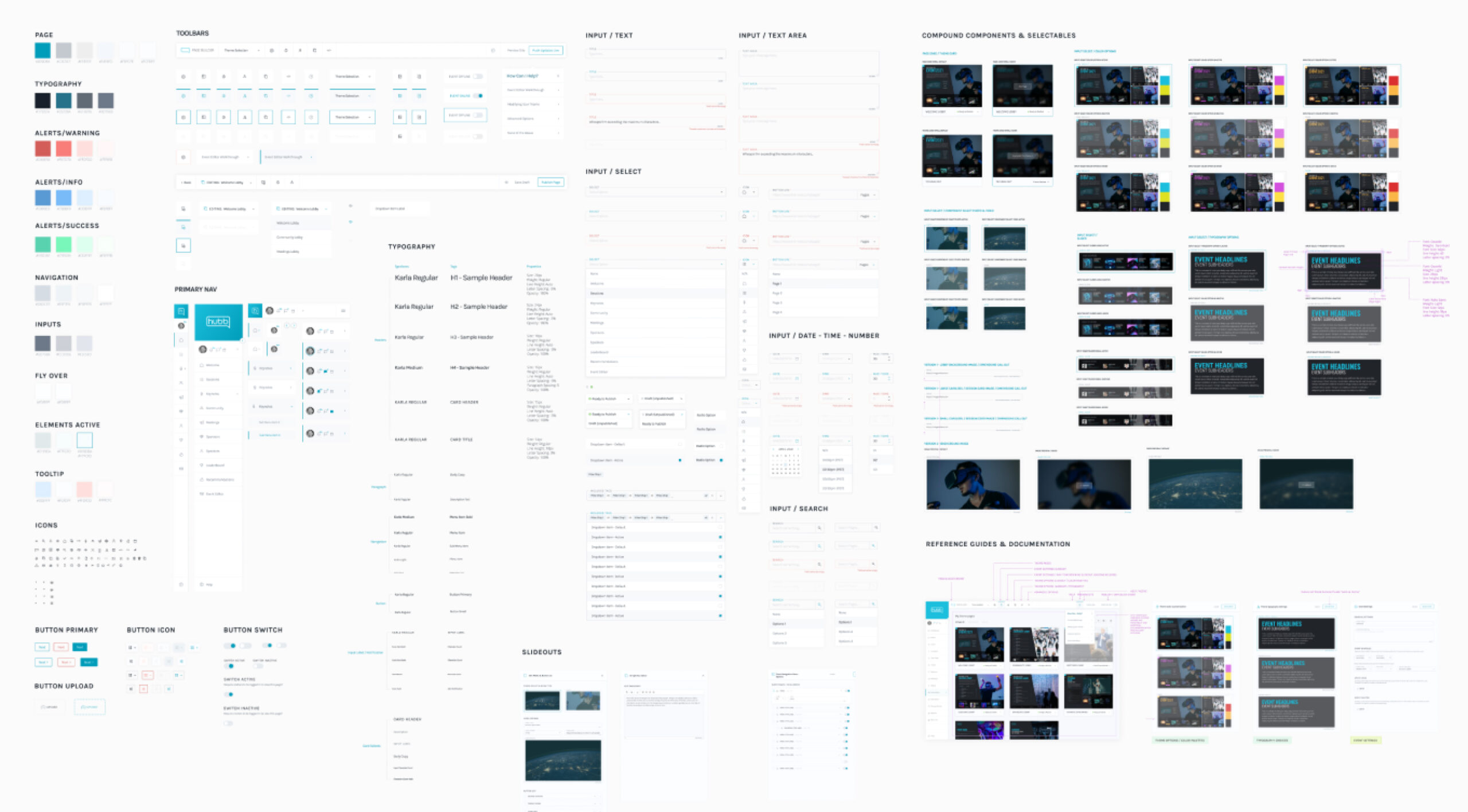 Showing various components for the Hubb design system