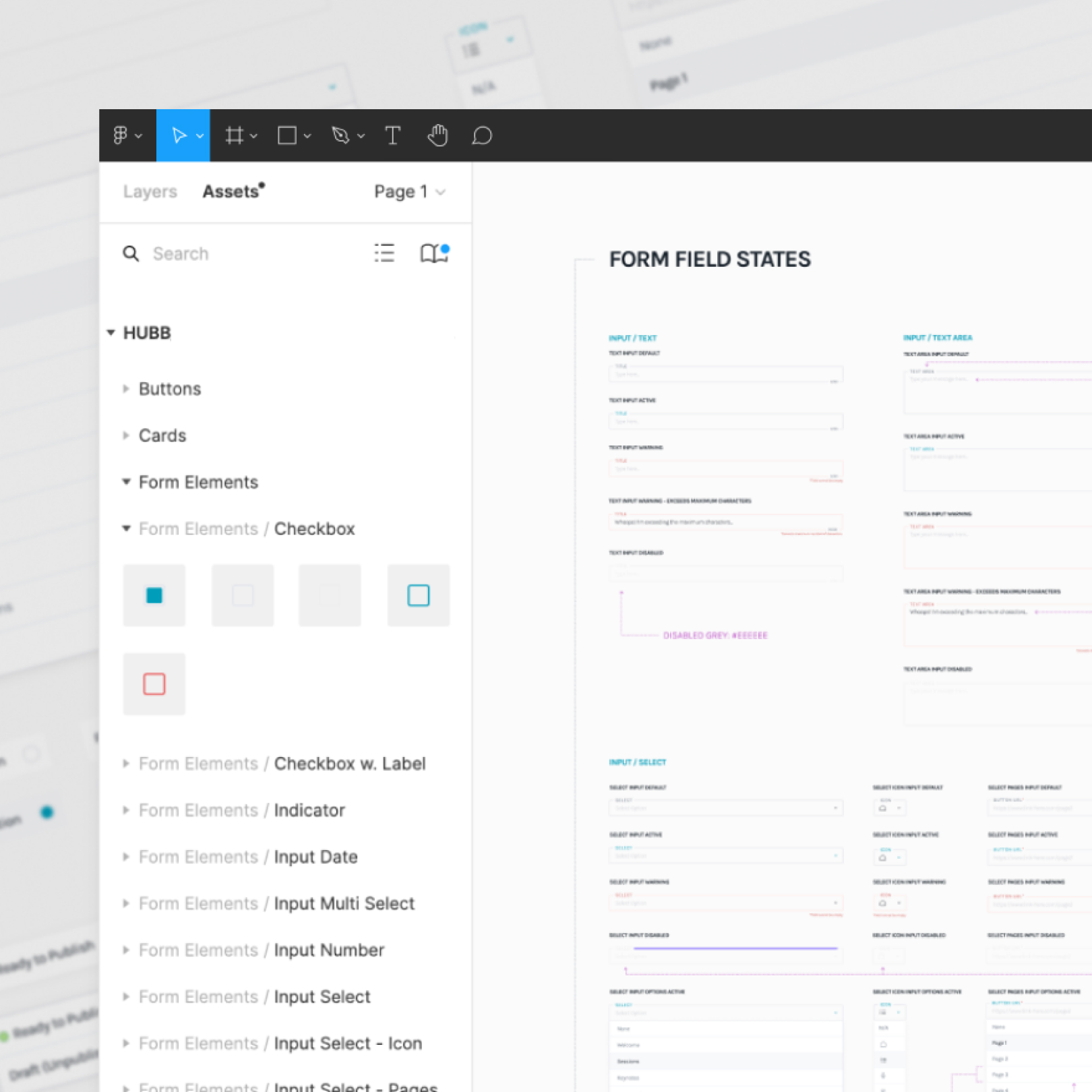 Closeup of the Figma component states