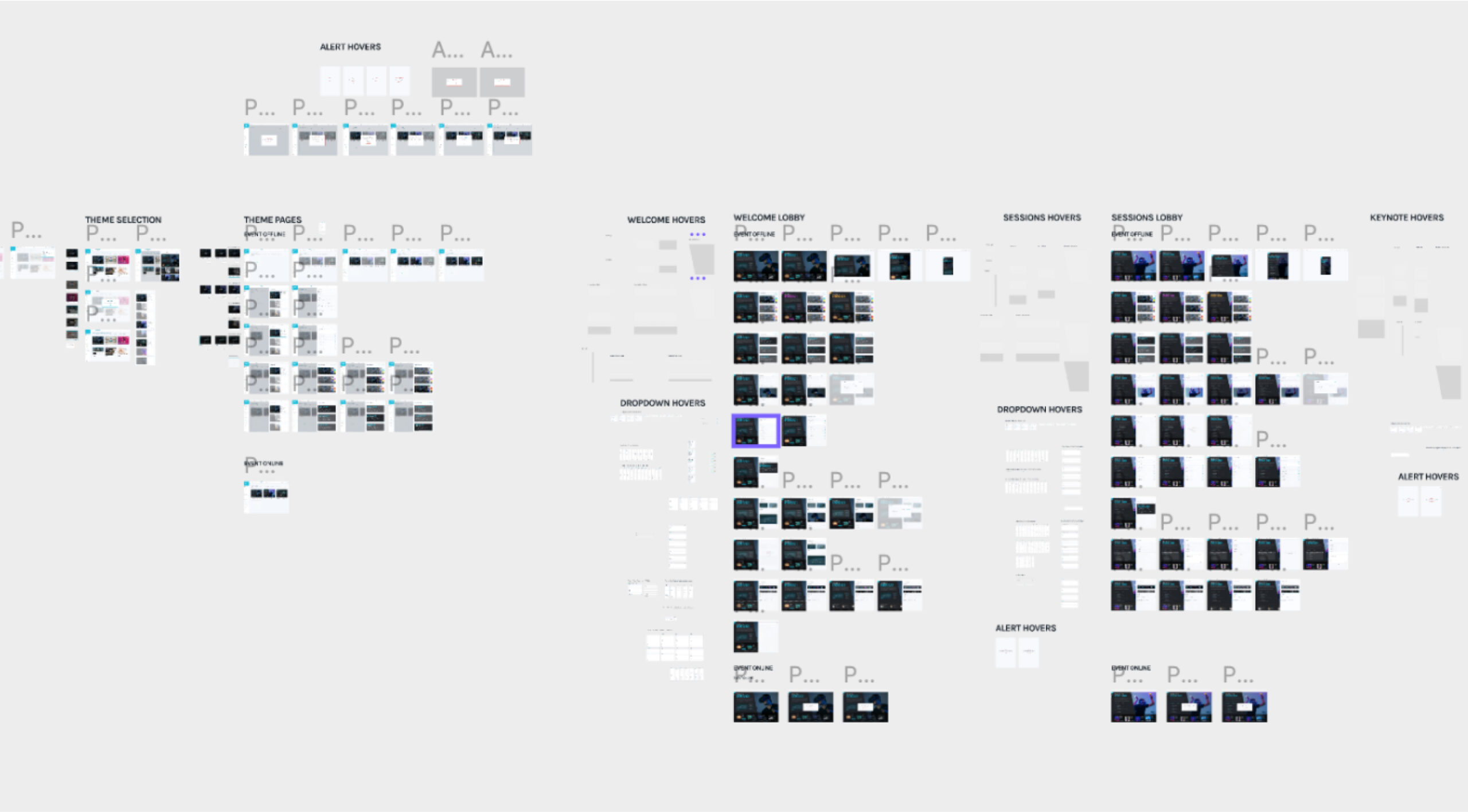 Showing various components of the prototype for the event editor