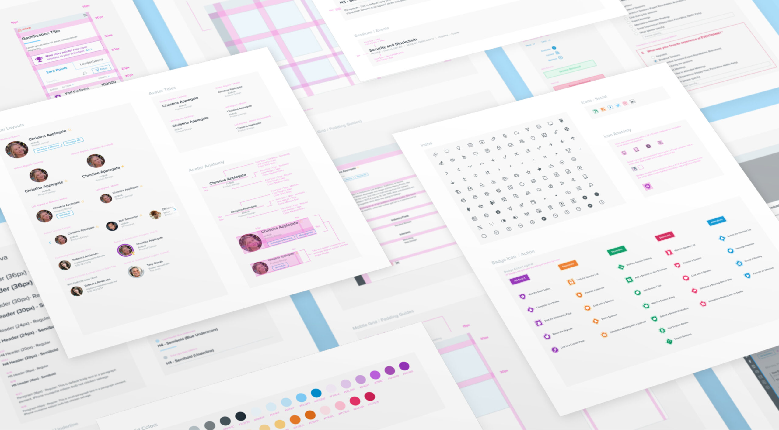 Isometric interface screens showing the Hubb Design System and style guides